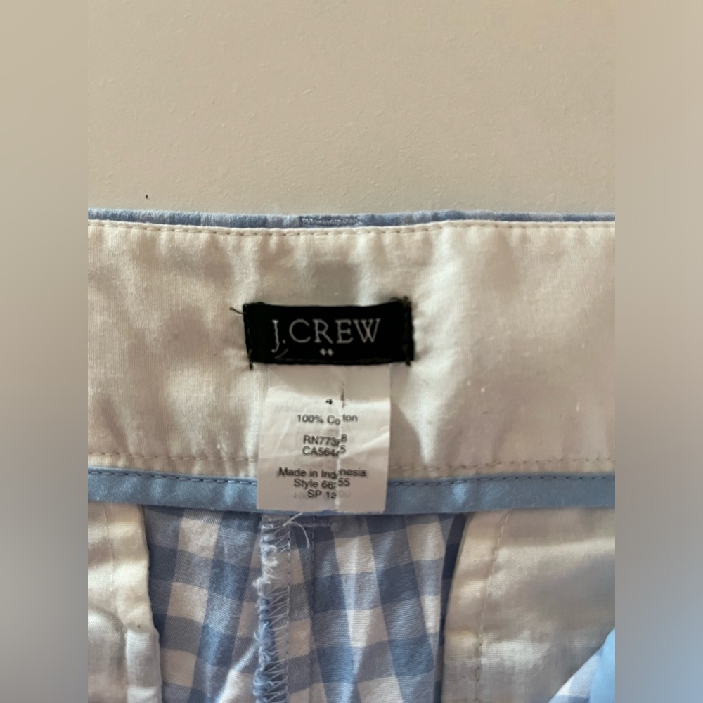J.Crew blue and white gingham checked shorts, size 4 spring summer preppy - Picture 4 of 4